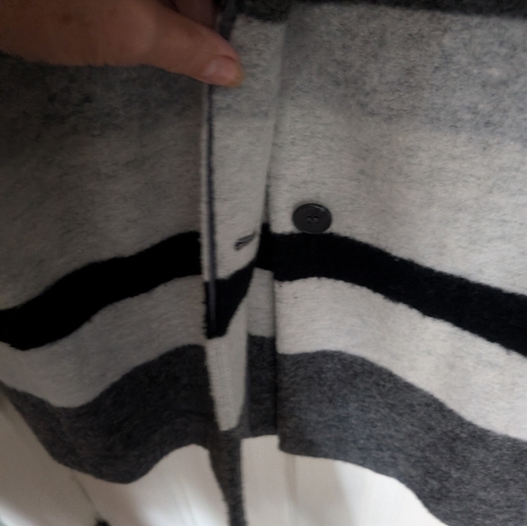 Talbots Coat Jacket Black Gray Stripe Classic Size M Wool Blend - Picture 13 of 13